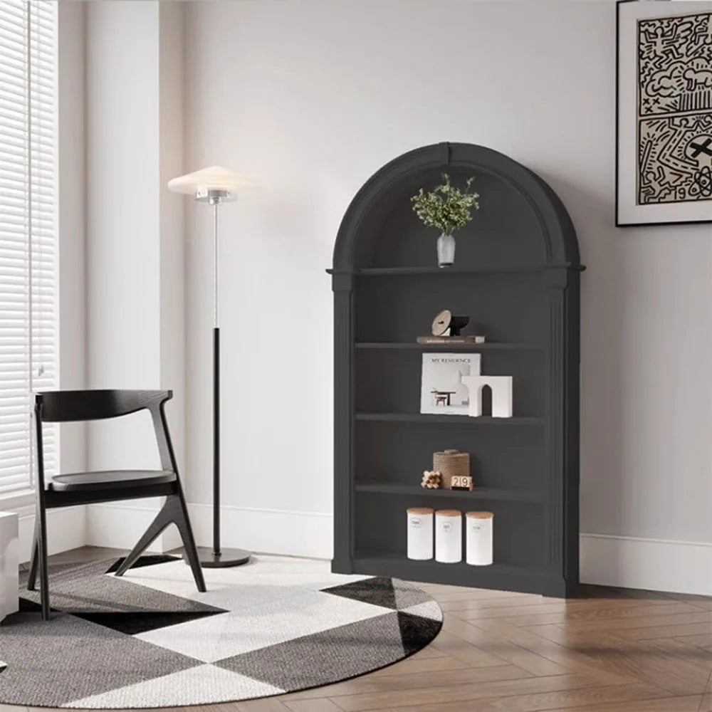 French Cream Arched Bookshelf Vintage Display Cabinet Living Room Mid-Century