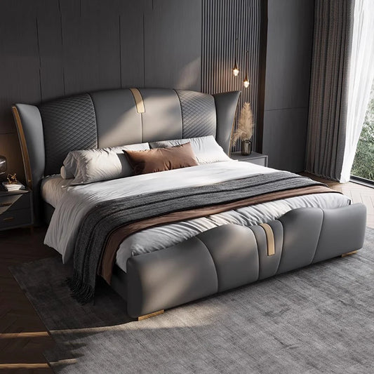 Upholstered Luxury Bed Vanity Minimalist Metal Leg Support Bed Sleeping