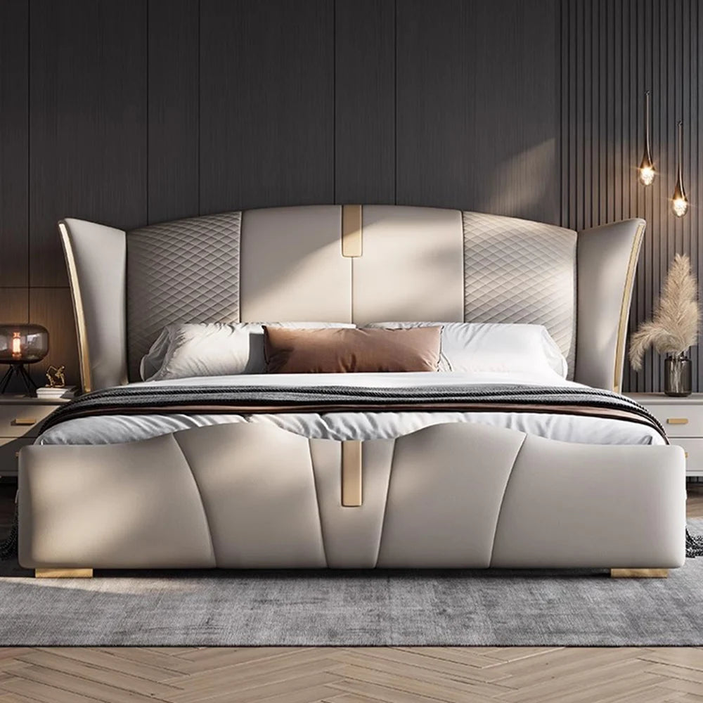 Upholstered Luxury Bed Vanity Minimalist Metal Leg Support Bed Sleeping