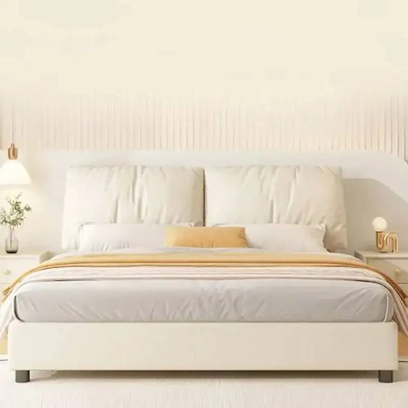 Princess Frame Double Bed Bedroom Beige Designer Wooden Bedgeraamte