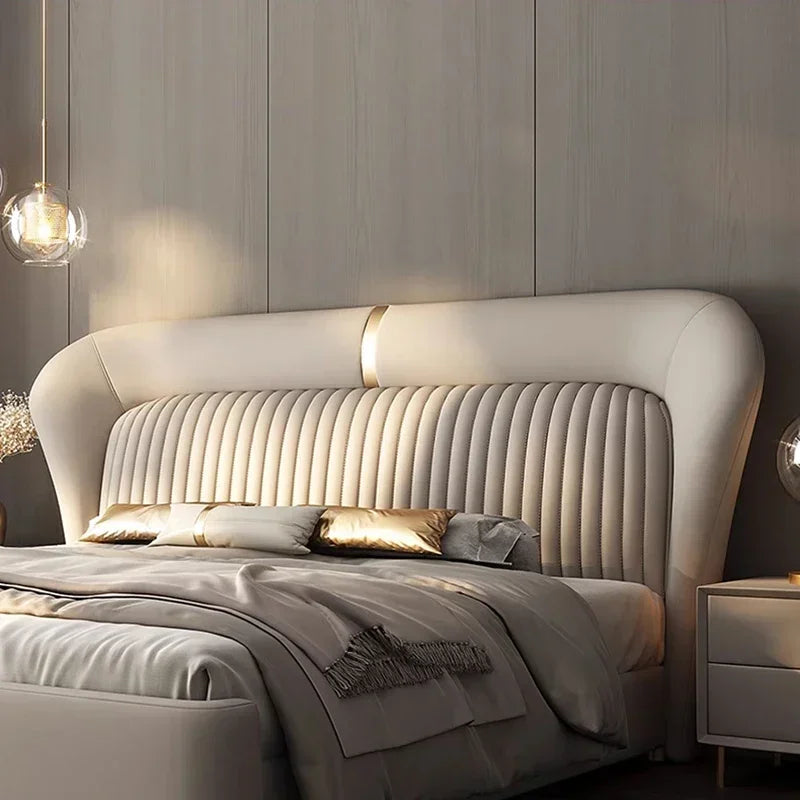 Gold 200× 180 Double Bed Storage Luxury Leather Big Hotel Bedroom Beds