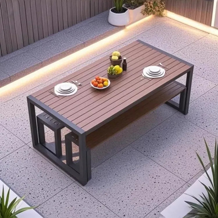 Extendable Garden Table Wood Outdoor Table and Chairs Set 12 Places Dining Set