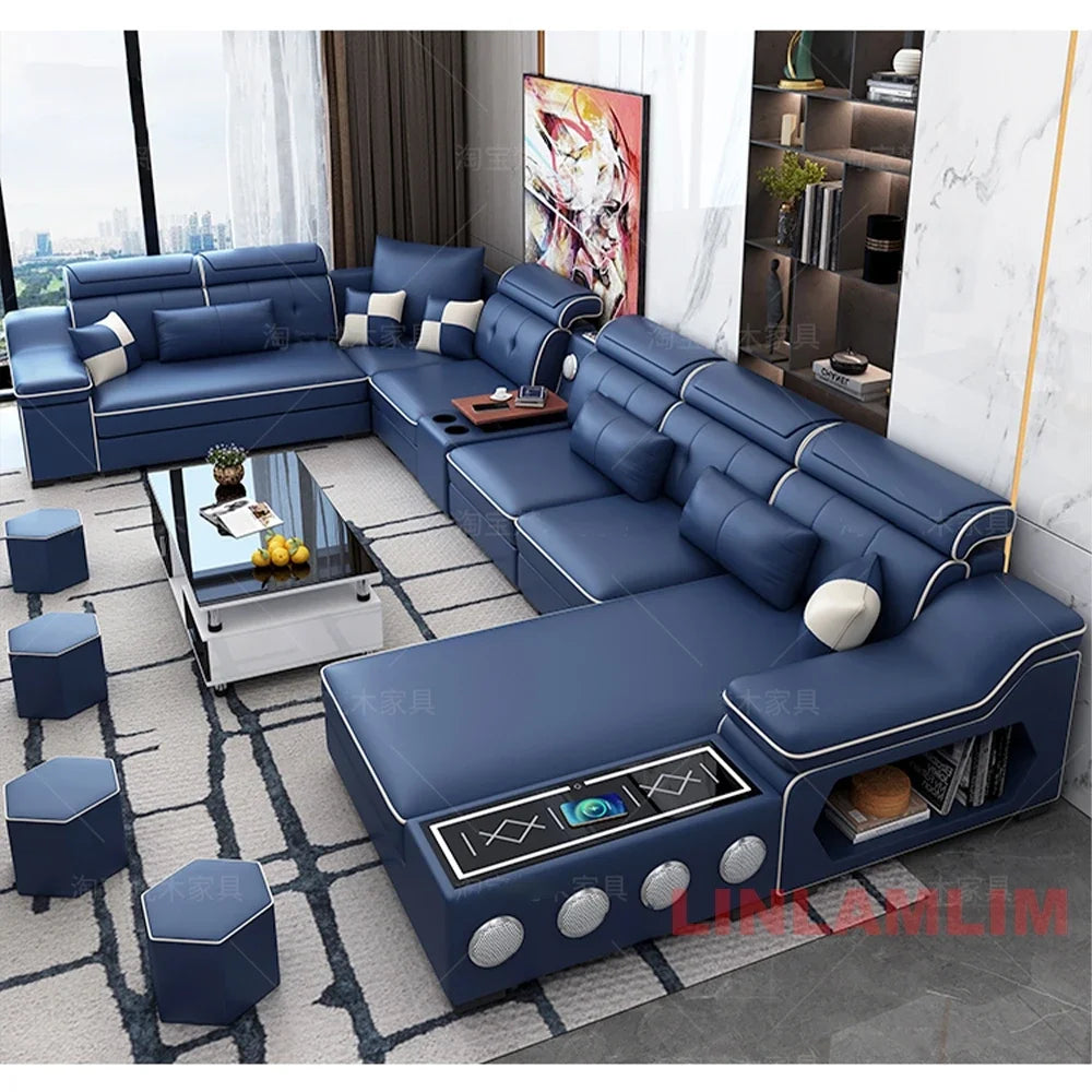 MANBAS Modern Scientific Cloth Sectional Sofa Set with Chaise Lounge