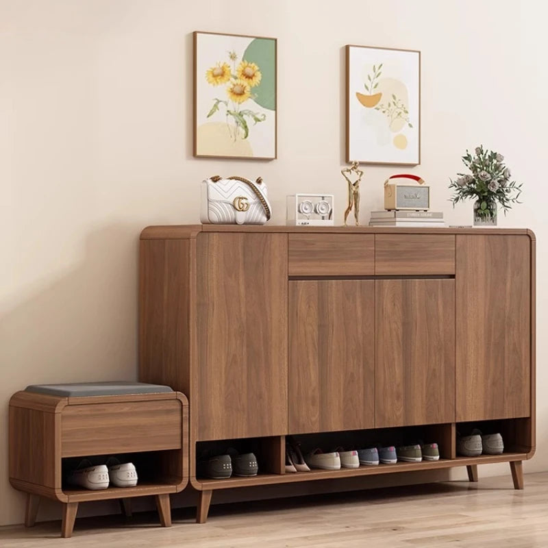Solid Wood Shoe Cabinet Storage Cabinet Wall Large Capacity Locker Shoe Rack