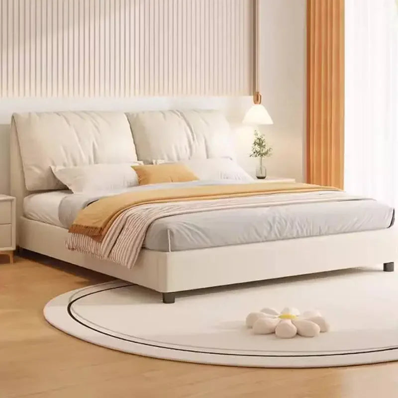 Princess Frame Double Bed Bedroom Beige Designer Wooden Bedgeraamte