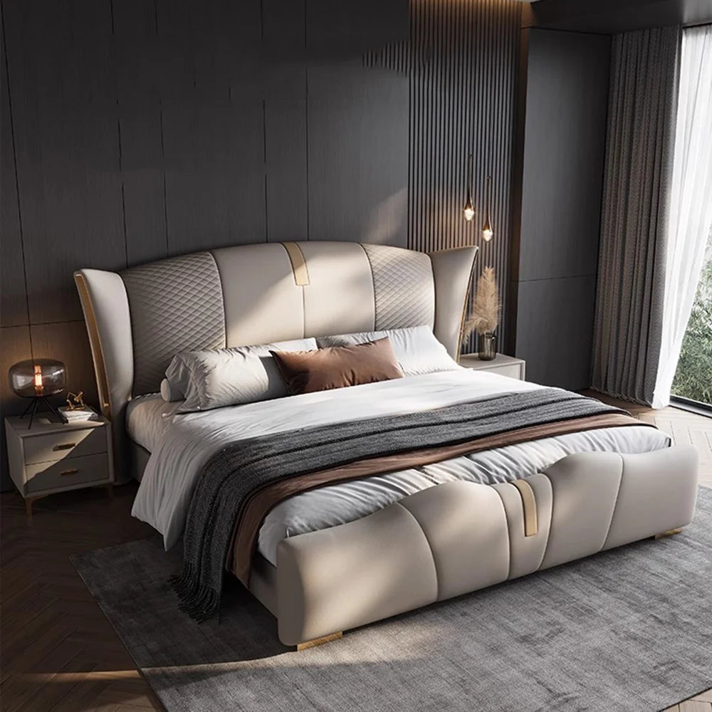 Upholstered Luxury Bed Vanity Minimalist Metal Leg Support Bed Sleeping