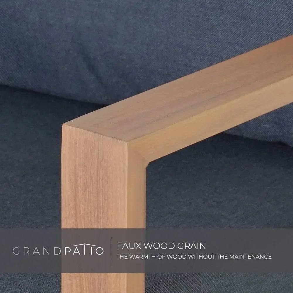 %a 4-Piece Modern Aluminum Patio Furniture Sets,Faux Wood Grain Finish Frame