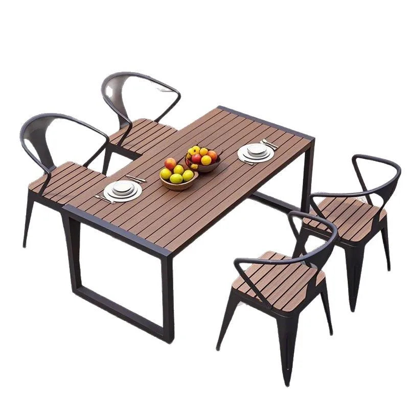 Extendable Garden Table Wood Outdoor Table and Chairs Set 12 Places Dining Set