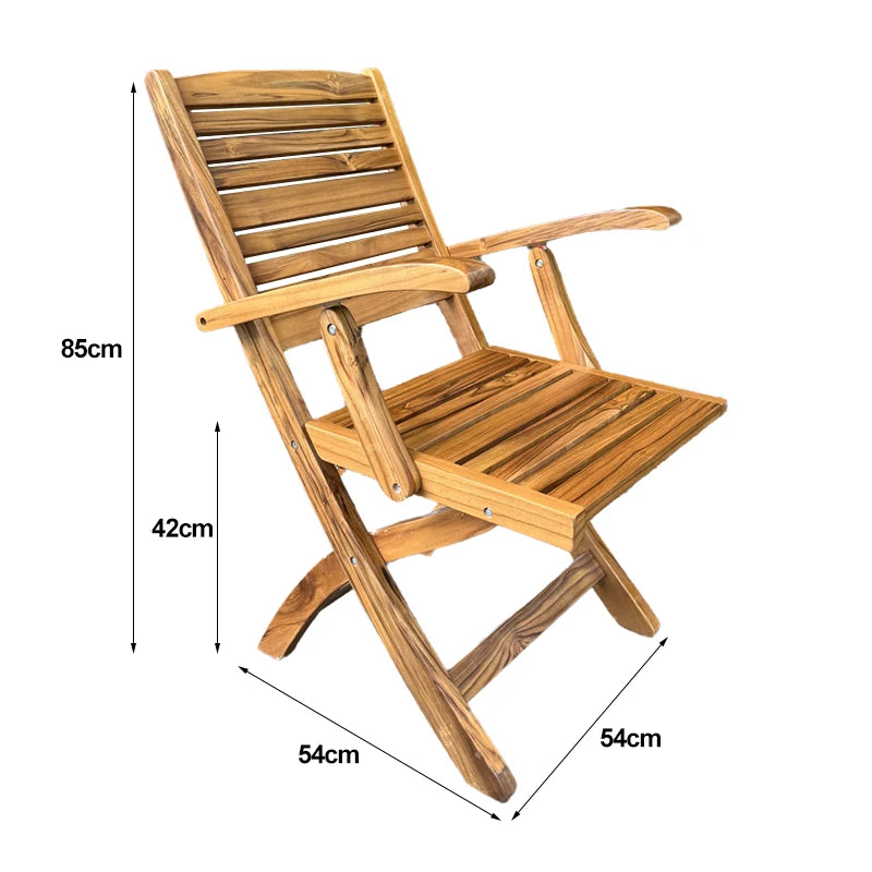 3Pcs Foldable Teak Outdoor Furniture Set Space-Saving Garden Table/Chairs