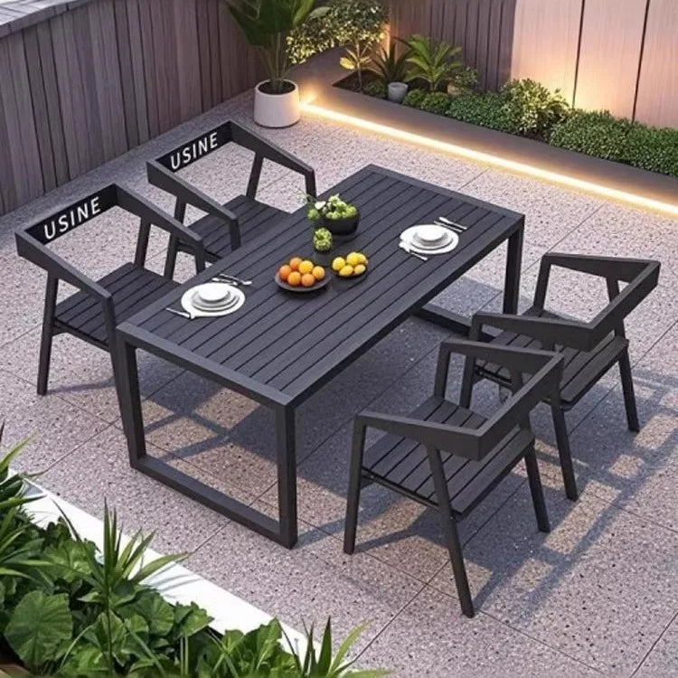 Extendable Garden Table Wood Outdoor Table and Chairs Set 12 Places Dining Set
