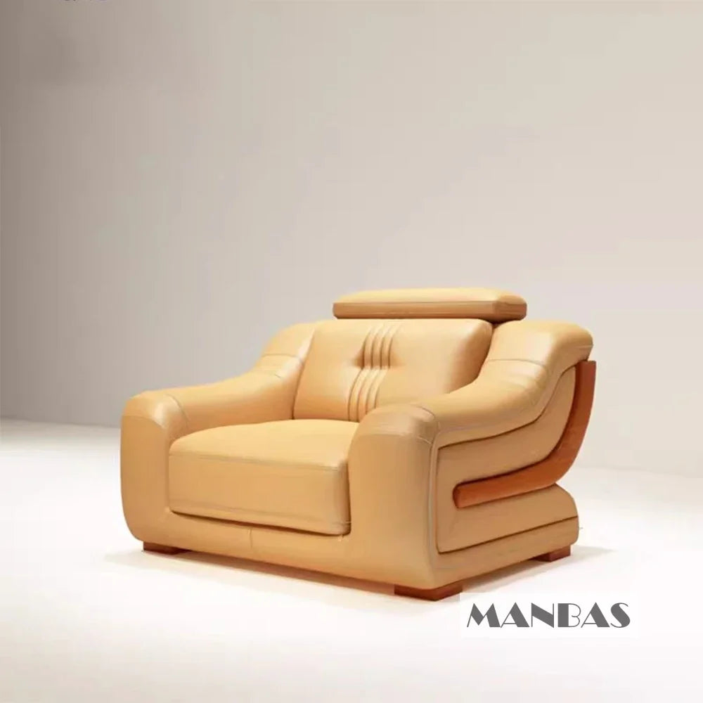 MANBAS Premium Italian Genuine Leather Sofa Set Big Sectional Couch Living Room