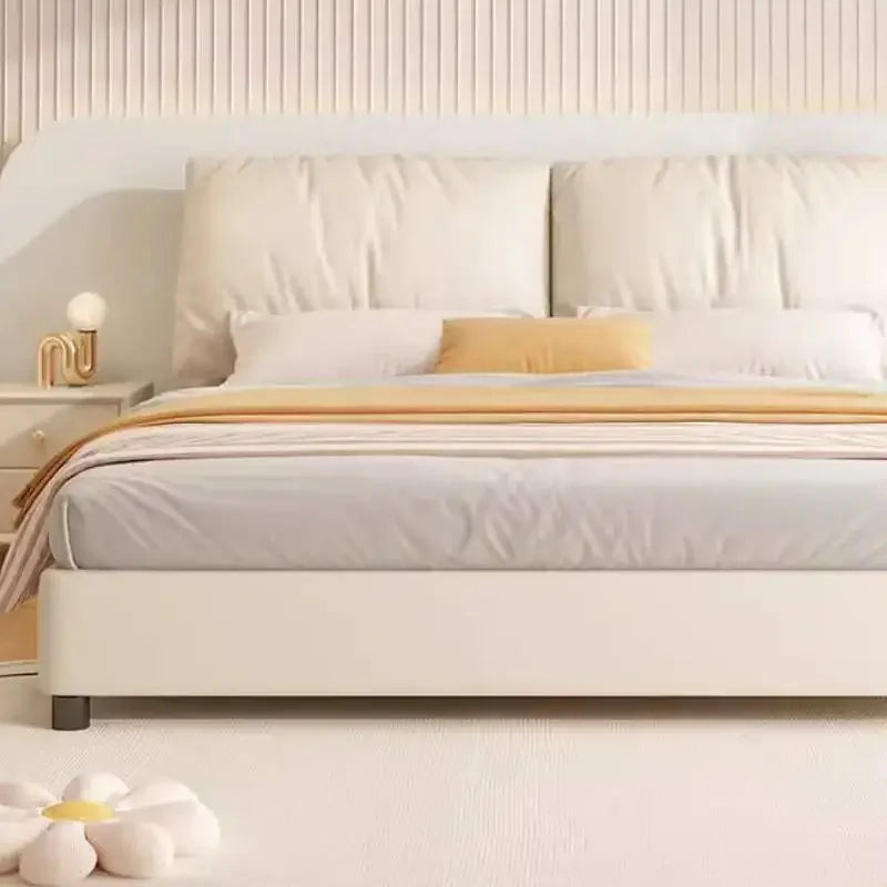 Princess Frame Double Bed Bedroom Beige Designer Wooden Bedgeraamte