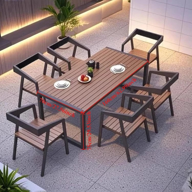 Extendable Garden Table Wood Outdoor Table and Chairs Set 12 Places Dining Set