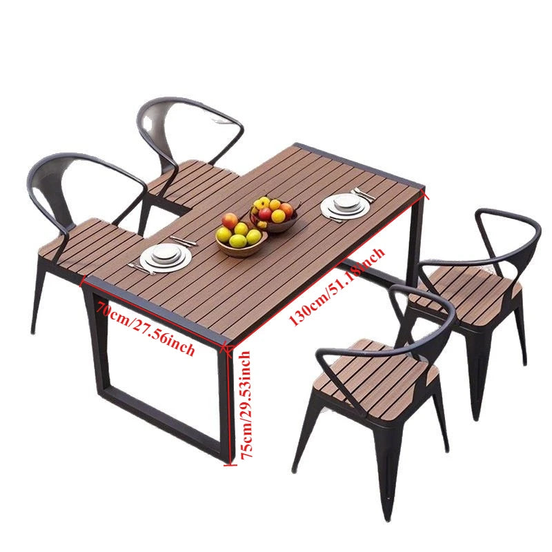 Extendable Garden Table Wood Outdoor Table and Chairs Set 12 Places Dining Set