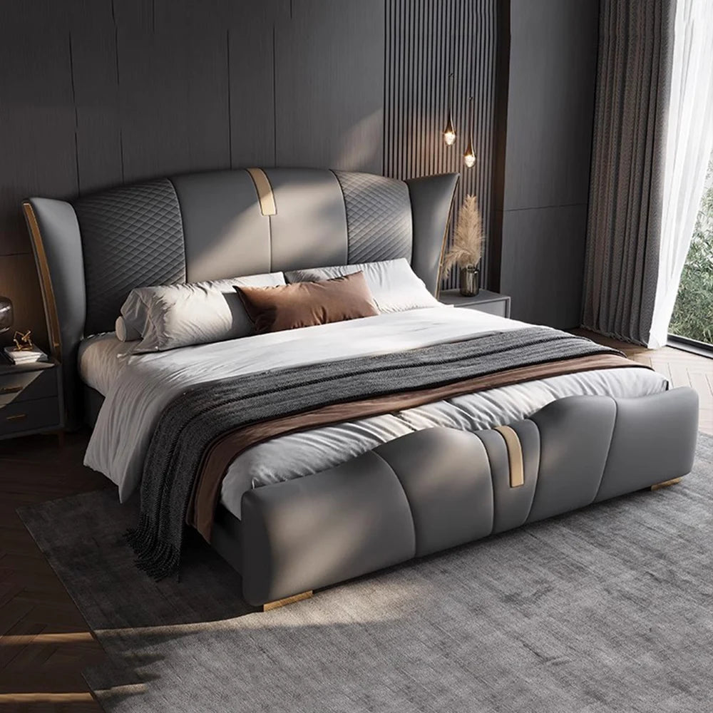 Upholstered Luxury Bed Vanity Minimalist Metal Leg Support Bed Sleeping