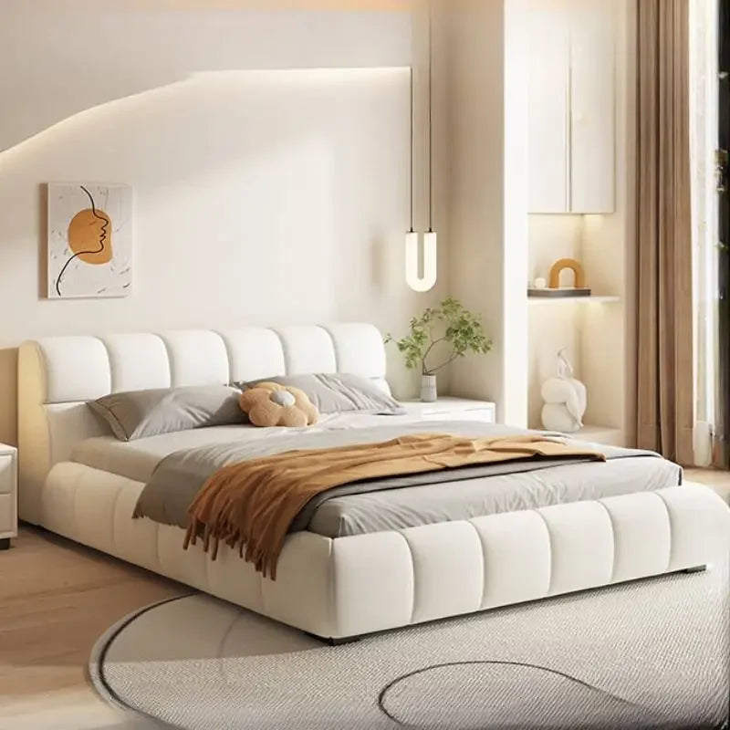 Nordic Queen Double Bed Frame Elegant Pretty Modern Lit Pliable Luxury Bed