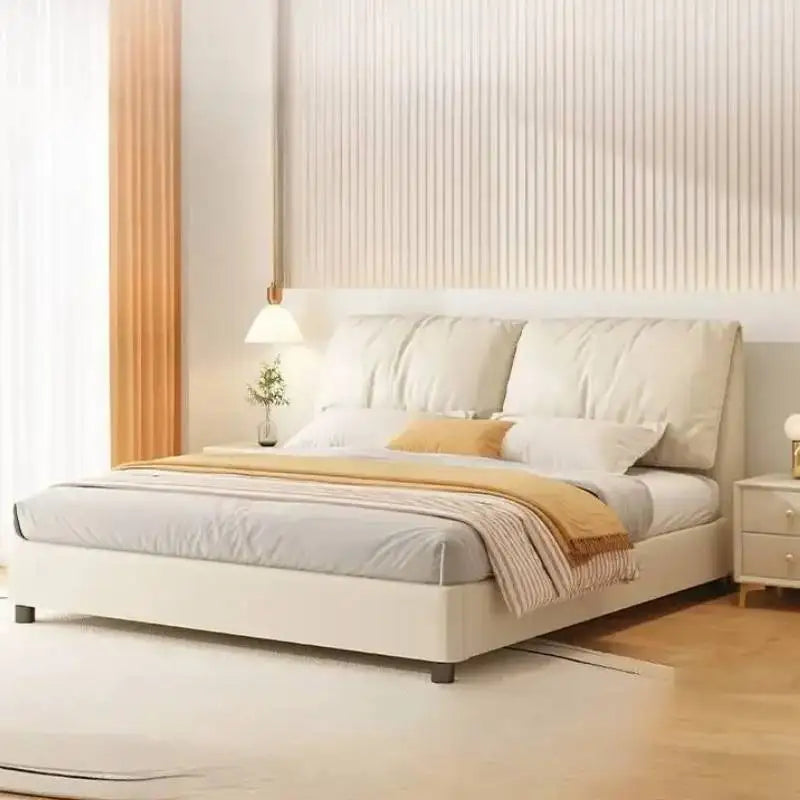 Princess Frame Double Bed Bedroom Beige Designer Wooden Bedgeraamte