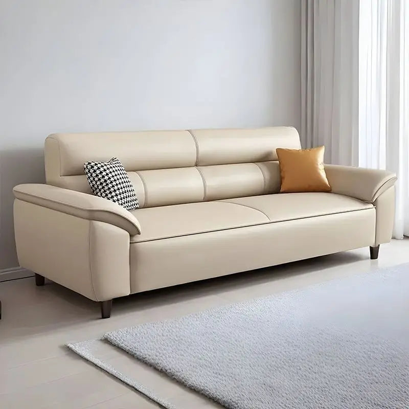 New Scandinavian leather sofa 2025 small household double sofa