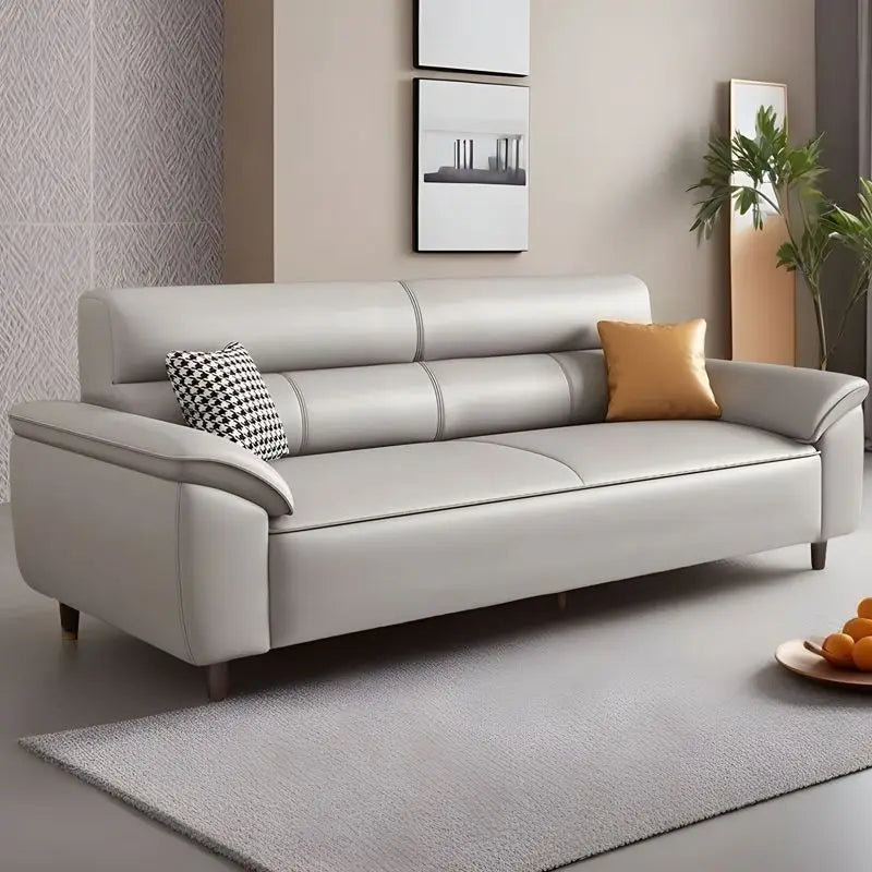 New Scandinavian leather sofa 2025 small household double sofa